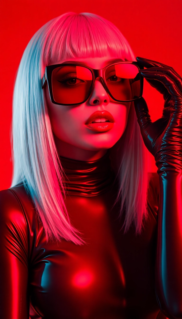 iPhone AI Y2K Woman Fashion Model in Black and Red Well-Lit Wallpaper
